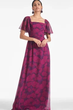 Sachin & Babi Champagne|Prints<Aurora Gown -