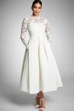 Sachin & Babi Tea Length|Long Sleeve<Cecelia Dress - White/Ivory