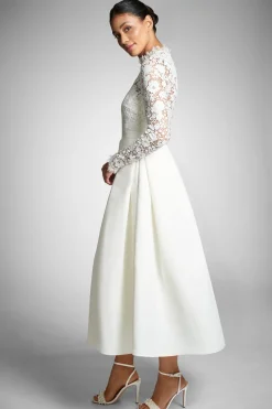 Sachin & Babi Tea Length|Long Sleeve<Cecelia Dress - White/Ivory