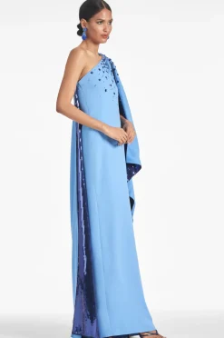 Sachin & Babi Evening|Column<Leila Gown - Periwinkle/Sapphire