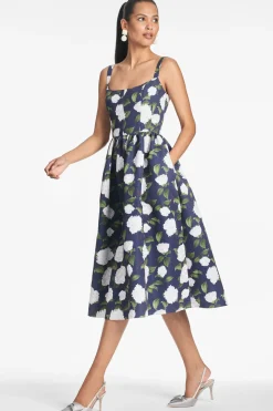 Sachin & Babi Sleeveless|Faille<Olena Dress - Navy/Ivory Moonlit Garden