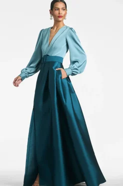 Sachin & Babi Winter|Winter<Zoe Gown - Seaglass/Deep Teal
